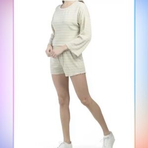 POOF 2 Piece Thermal Stripe Short Set Size Small NWT.